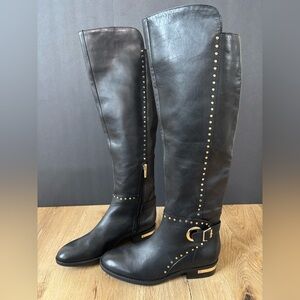 Vince Camuto Black soft Leather Boots with Gold Accents